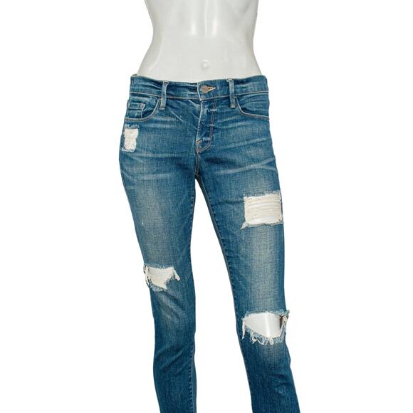 FRAME Denim Le Gargon Jeans Ripped Distressed Blue jay way Size 24 - Picture 8 of 10